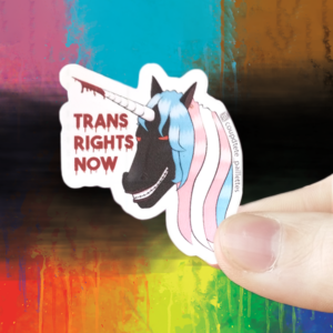 trans Sticker Licorne - Trans rights now !